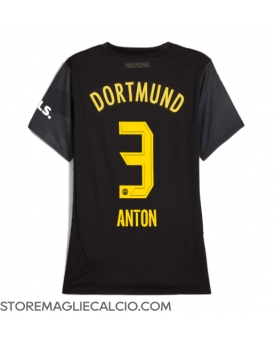 Borussia Dortmund Waldemar Anton #3 Maglia Gara Trasferta Repliche 2024-25 Donna Maniche Corte